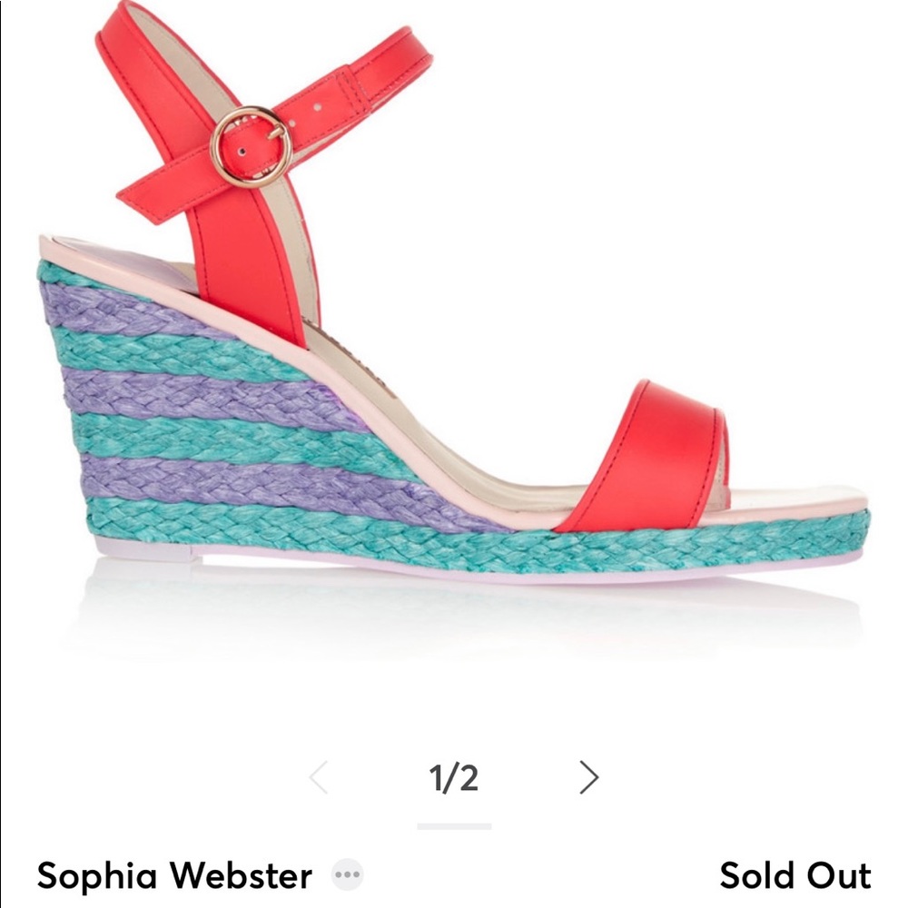 New no box Sophia Webster Lucita Leather Wedge Espadrilles.Red w/ blue&purple8.5